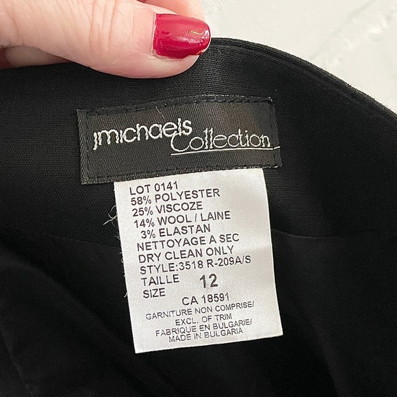 Vintage Y2K Midi Skirt Black Cream Asymmetrical Mermaid Wool blend Sz 12 - Picture 10 of 10